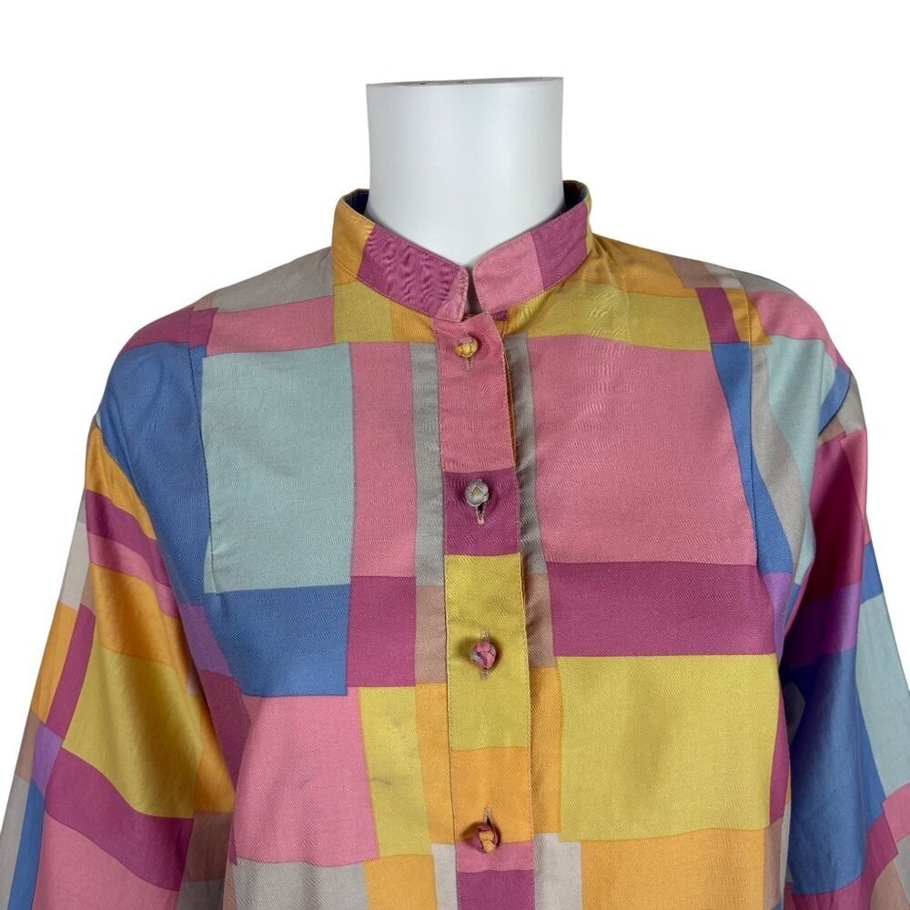 Vintage 70s Colorblock Dress Womens XL Pastel Artsy Forever Catherine Ogust - Picture 5 of 14